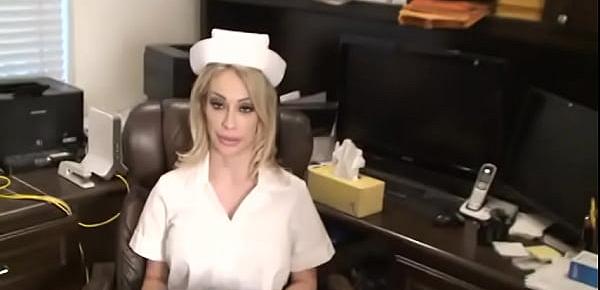  POV JOI from British Big tits Nurse who orders you to countdown to orgasm with her while she fucks a dildo and makes fun of your small penis